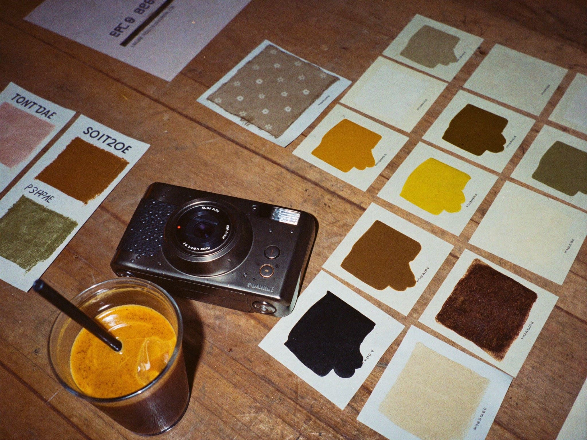 Mood board flat lay — colors, type samples, reference images